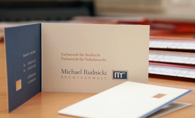 Visitenkarte von Michael Rudnicki, Anwalt für Strafrecht in Berlin